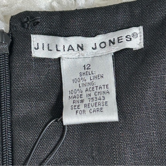 NWT Jillian Jones Black Linen Sleeveless Studded Waist Tie Dress - Picture 11 of 16